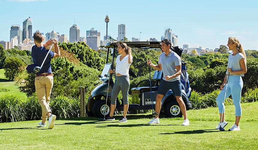stock image - Golf lesson group